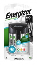 Elemtöltő, AA ceruza/AAA mikro, 4x2000 mAh AA (előtöltött), kijelzővel, ENERGIZER "Pro"